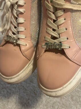 Juicy Couture Pink Rhinestone Accent Lace-Up Sneakers